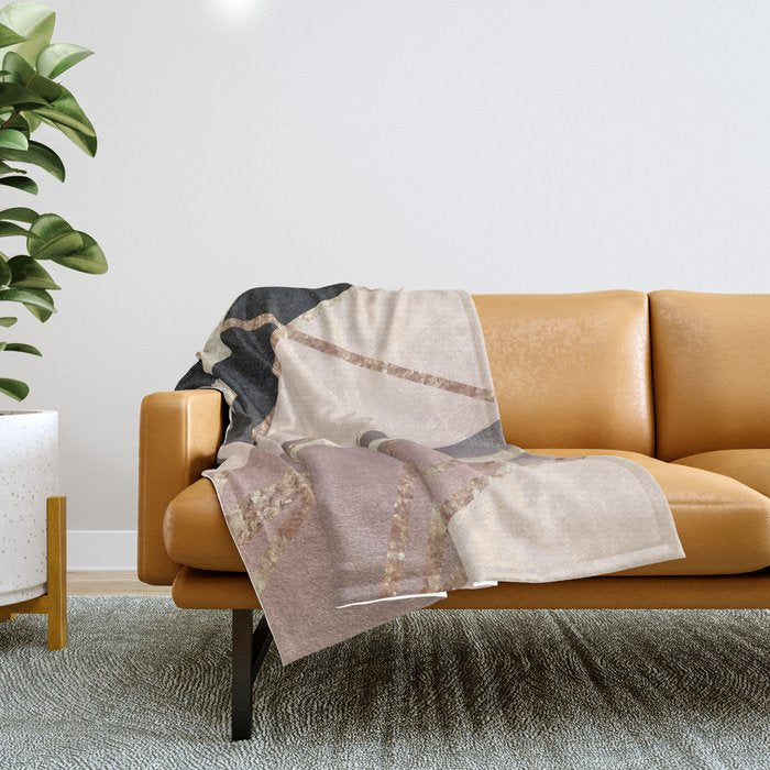 Rose Gold Blush Black Geometric Stripe Glam #1 #geo #decor #art #society6 Throw Blanket Gallery Image 1