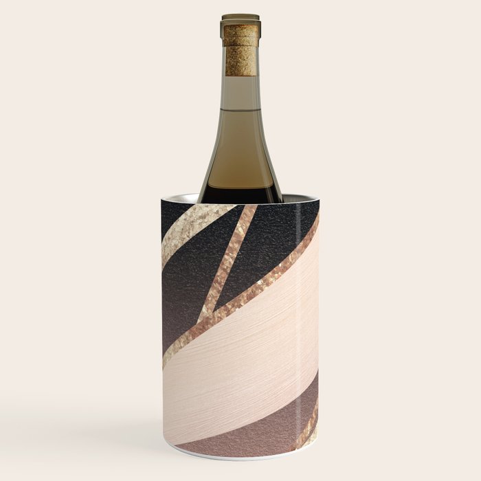Rose Gold Blush Black Geometric Stripe Glam #1 #geo #decor #art #society6 Wine Chiller Gallery Image 2
