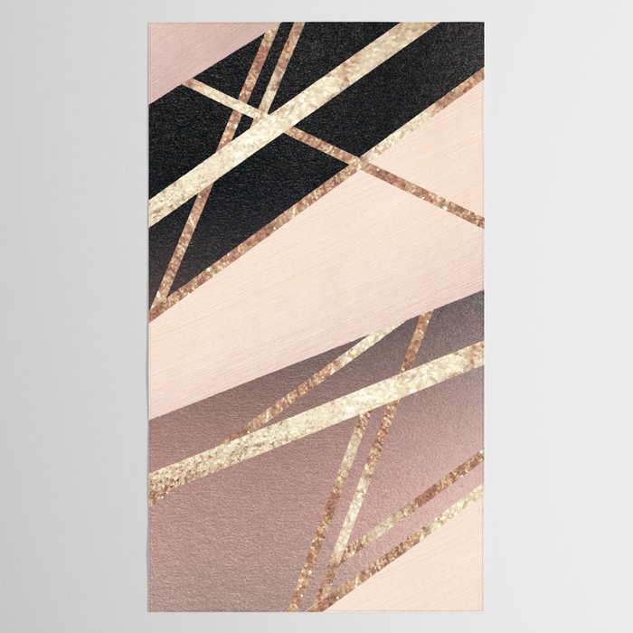 Rose Gold Blush Black Geometric Stripe Glam #1 #geo #decor #art #society6 Tablecloth Gallery Image 2