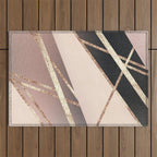 Rose Gold Blush Black Geometric Stripe Glam #1 #geo #decor #art #society6 Outdoor Rug Gallery Image 1