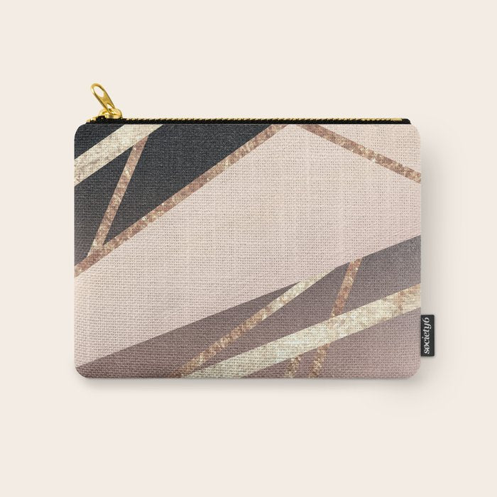Rose Gold Blush Black Geometric Stripe Glam #1 #geo #decor #art #society6 Carry All Pouch Gallery Image 1