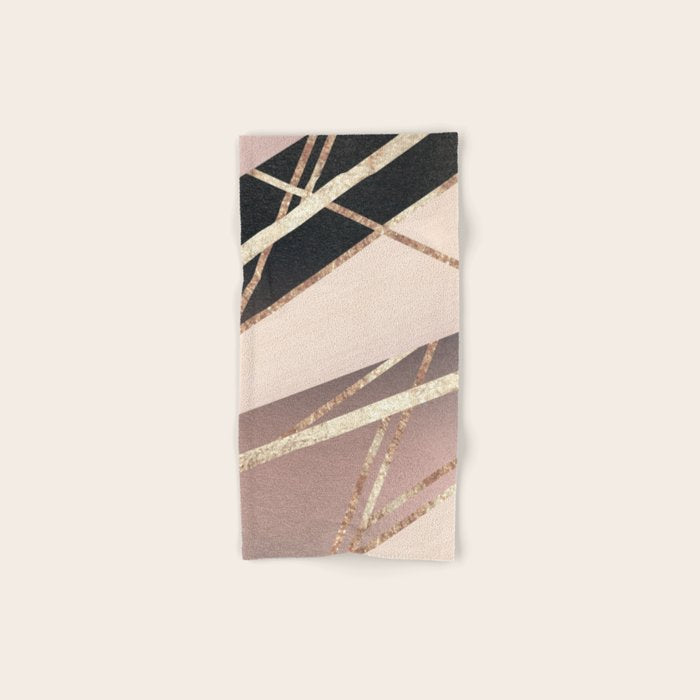 Rose Gold Blush Black Geometric Stripe Glam #1 #geo #decor #art #society6 Bath Towel Gallery Image 1