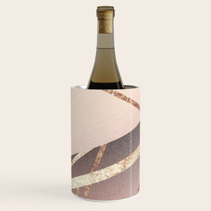 Rose Gold Blush Black Geometric Stripe Glam #1 #geo #decor #art #society6 Wine Chiller Gallery Image 3