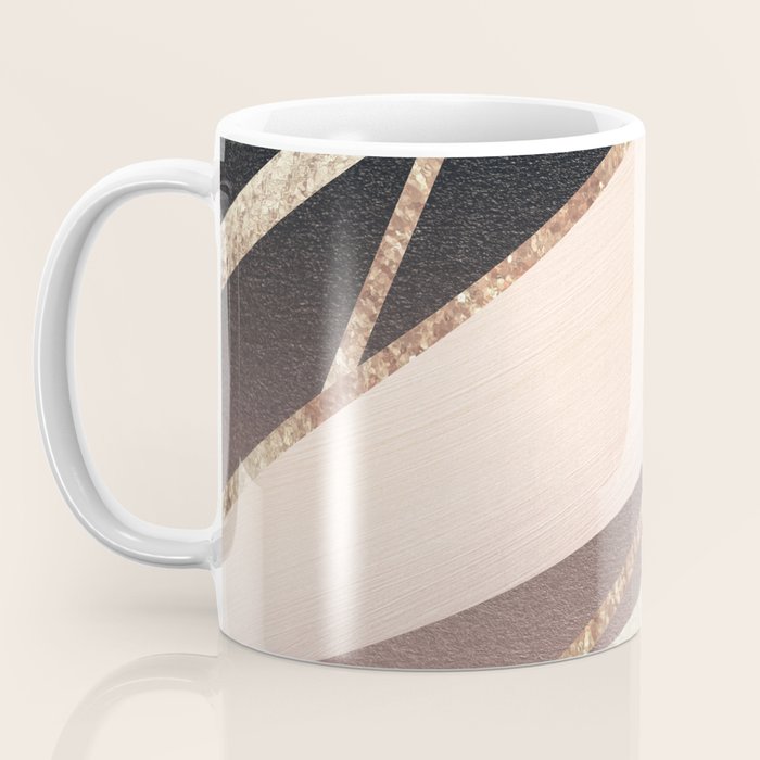 Rose Gold Blush Black Geometric Stripe Glam #1 #geo #decor #art #society6 Coffee Mug Gallery Image 3