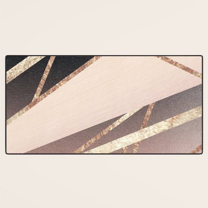 Rose Gold Blush Black Geometric Stripe Glam #1 #geo #decor #art #society6 Desk Mat Gallery Image 3