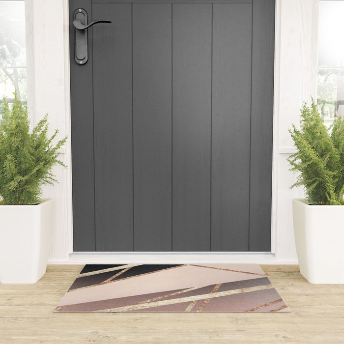 Rose Gold Blush Black Geometric Stripe Glam #1 #geo #decor #art #society6 Welcome Mat Gallery Image 3