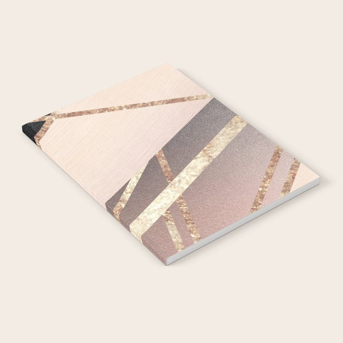 Rose Gold Blush Black Geometric Stripe Glam #1 #geo #decor #art #society6 Notebook Gallery Image 2