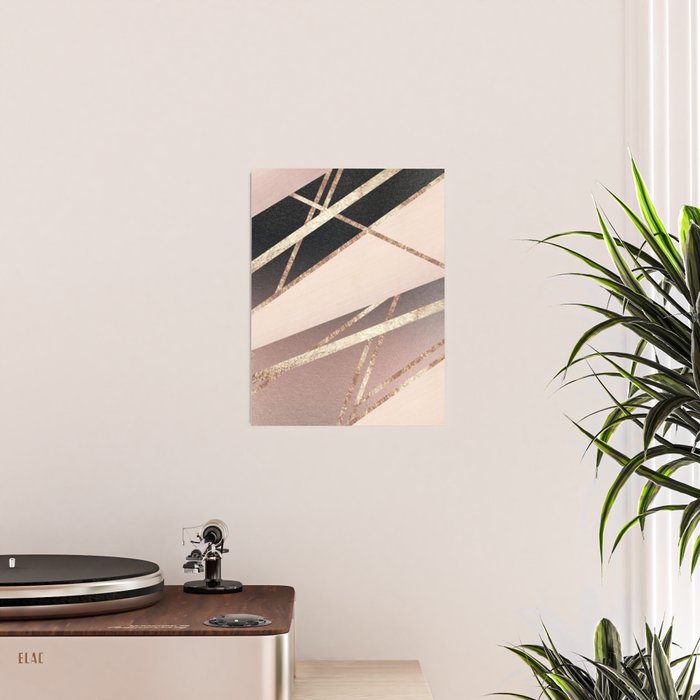 Rose Gold Blush Black Geometric Stripe Glam #1 #geo #decor #art #society6 Poster Gallery Image 2