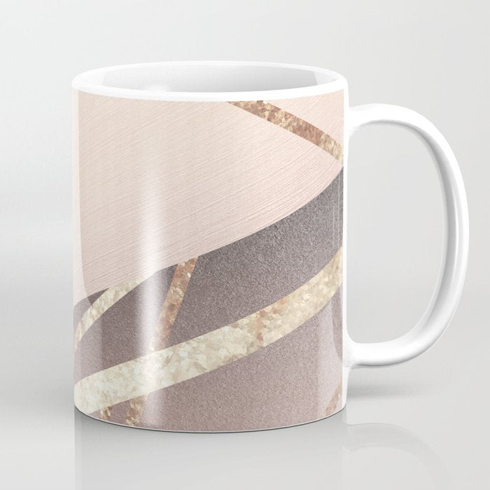 Rose Gold Blush Black Geometric Stripe Glam #1 #geo #decor #art #society6 Coffee Mug Gallery Image 1