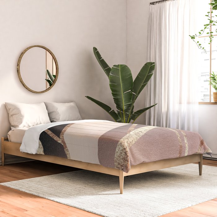 Rose Gold Blush Black Geometric Stripe Glam #1 #geo #decor #art #society6 Comforter Gallery Image 2