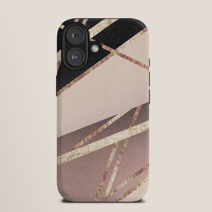 Rose Gold Blush Black Geometric Stripe Glam #1 #geo #decor #art #society6 iPhone Case Gallery Image 9
