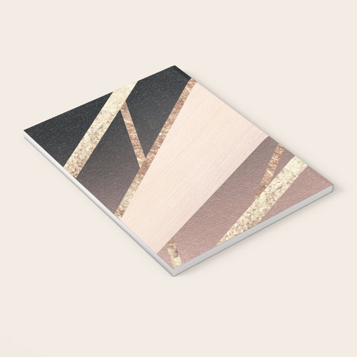 Rose Gold Blush Black Geometric Stripe Glam #1 #geo #decor #art #society6 Notebook Gallery Image 3