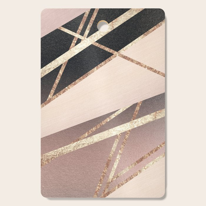 Rose Gold Blush Black Geometric Stripe Glam #1 #geo #decor #art #society6 Cutting Board Gallery Image 1