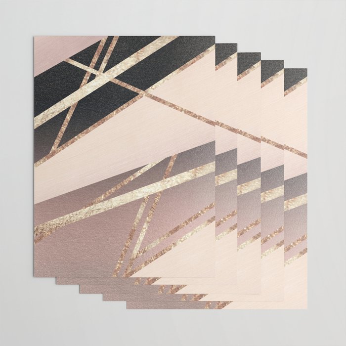 Rose Gold Blush Black Geometric Stripe Glam #1 #geo #decor #art #society6 Wrapping Paper Gallery Image 3