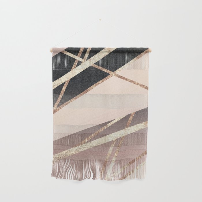 Rose Gold Blush Black Geometric Stripe Glam #1 #geo #decor #art #society6 Wall Hanging Gallery Image 1