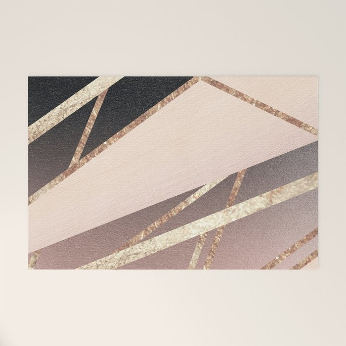 Rose Gold Blush Black Geometric Stripe Glam #1 #geo #decor #art #society6 Welcome Mat Gallery Image 1