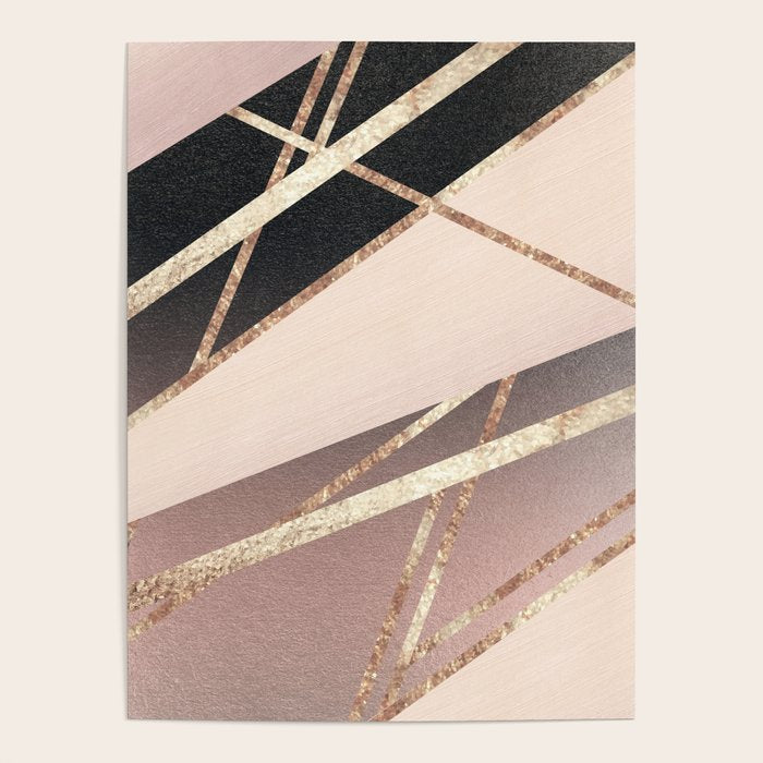 Rose Gold Blush Black Geometric Stripe Glam #1 #geo #decor #art #society6 Poster Gallery Image 4