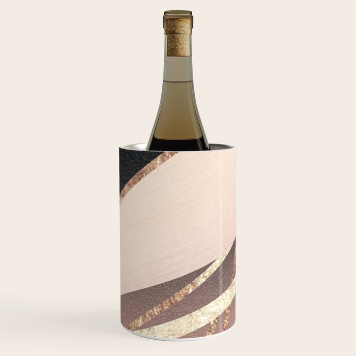 Rose Gold Blush Black Geometric Stripe Glam #1 #geo #decor #art #society6 Wine Chiller Gallery Image 1