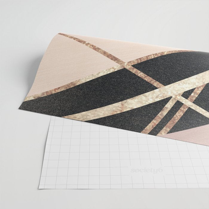 Rose Gold Blush Black Geometric Stripe Glam #1 #geo #decor #art #society6 Wrapping Paper Gallery Image 2