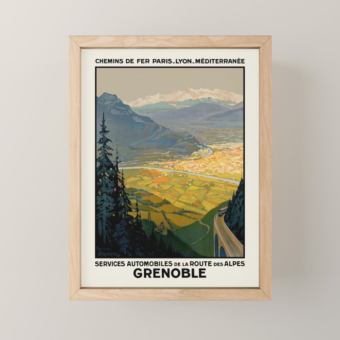 Grenoble Vintage French Travel Poster, 1920s Mini Art Print Gallery Image 1
