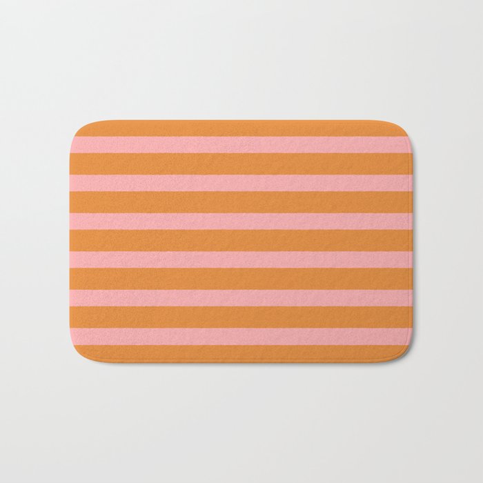 Simple Stripes Pattern - Pink Orange Bath Mat Gallery Image 1
