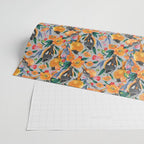 Orange Birds Florals - GREY Wrapping Paper Gallery Image 2
