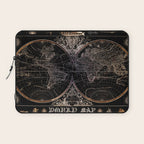 world map old vintage black Laptop Sleeve Gallery Image 1
