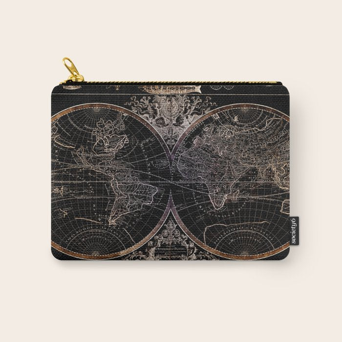 world map old vintage black Carry All Pouch Gallery Image 1