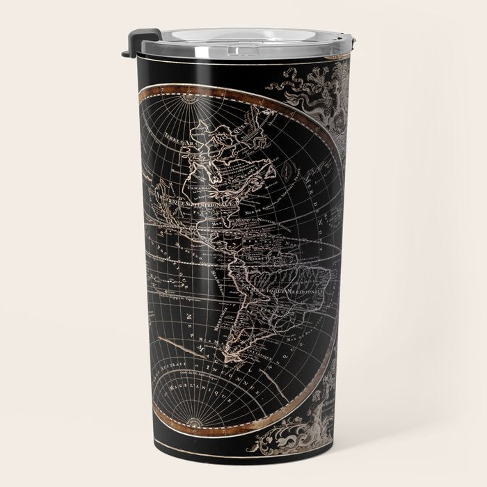 world map old vintage black Travel Mug Gallery Image 3