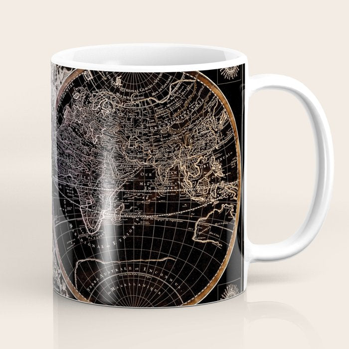 world map old vintage black Coffee Mug Gallery Image 1