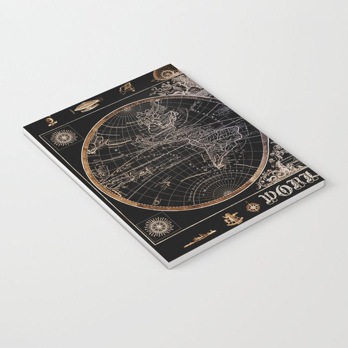 world map old vintage black Notebook Gallery Image 3