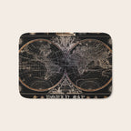 world map old vintage black Bath Mat Gallery Image 1