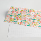 Dinosaurs + Unicorns in Pink + Teal Wrapping Paper Gallery Image 2
