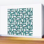 Mid Century Modern Piquet Abstract Multi Pattern in Deep Teal Marine Green-Blue and White Wall Mural Gallery Image 2