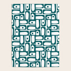 Mid Century Modern Piquet Abstract Multi Pattern in Deep Teal Marine Green-Blue and White Poster Gallery Image 4