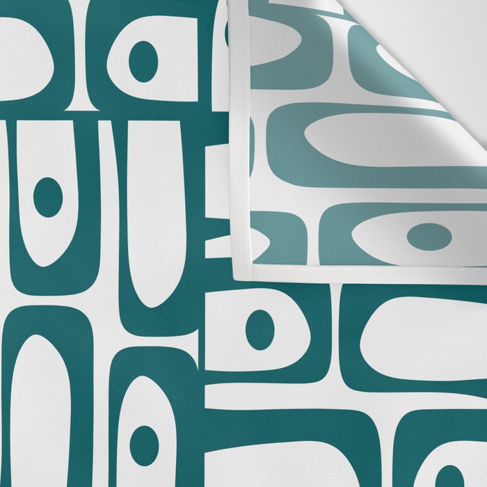 Mid Century Modern Piquet Abstract Multi Pattern in Deep Teal Marine Green-Blue and White Wall Tapestry Gallery Image 3