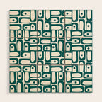 Mid Century Modern Piquet Abstract Multi Pattern in Deep Teal Marine Green-Blue and White Wood Wall Art Gallery Image 1