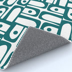Mid Century Modern Piquet Abstract Multi Pattern in Deep Teal Marine Green-Blue and White Rug Gallery Image 4