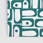Mid Century Modern Piquet Abstract Multi Pattern in Deep Teal Marine Green-Blue and White Poster Gallery Image 3