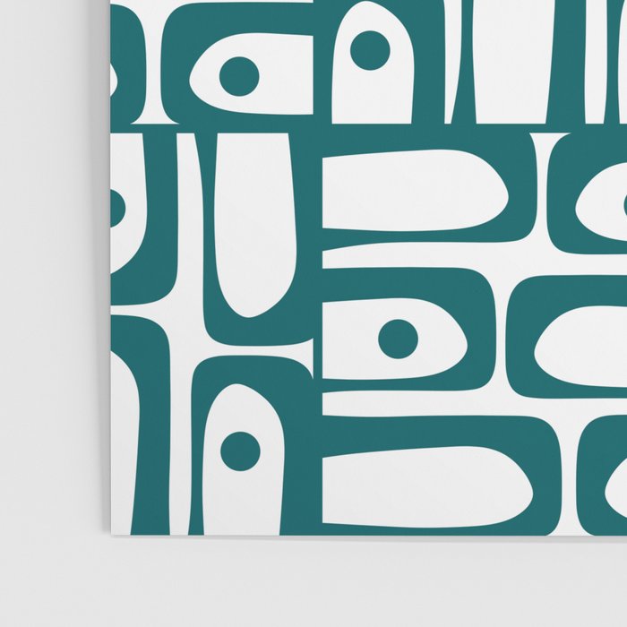 Mid Century Modern Piquet Abstract Multi Pattern in Deep Teal Marine Green-Blue and White Poster Gallery Image 3