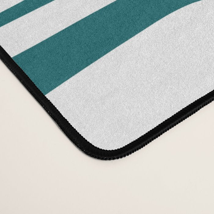 Mid Century Modern Piquet Abstract Multi Pattern in Deep Teal Marine Green-Blue and White Desk Mat Gallery Image 4