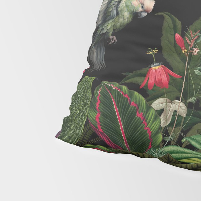 Midnight Vintage Exotic Flower And Birds Garden Jungle Pillow Sham Gallery Image 4