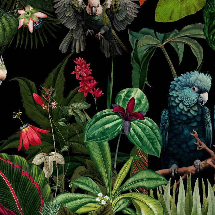 Midnight Vintage Exotic Flower And Birds Garden Jungle Coffee Mug Gallery Image 2