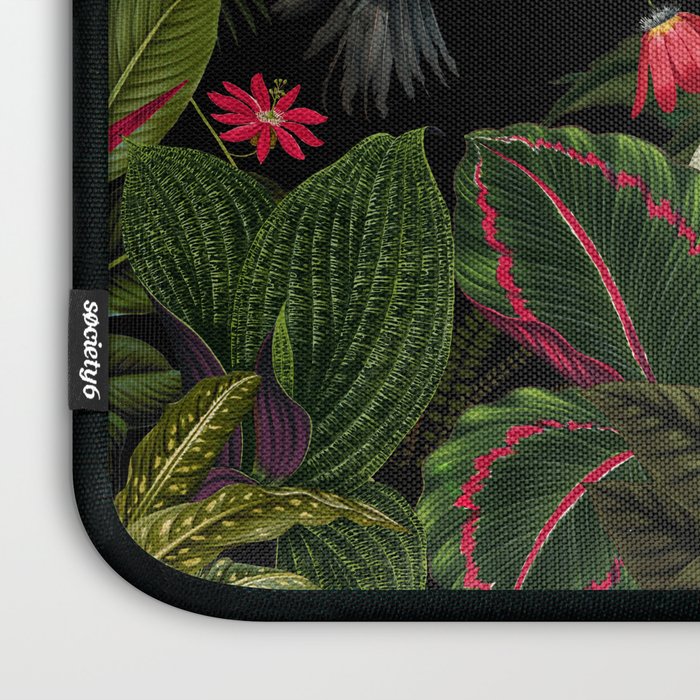 Midnight Vintage Exotic Flower And Birds Garden Jungle Laptop Sleeve Gallery Image 3