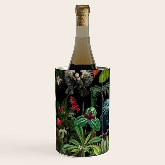 Midnight Vintage Exotic Flower And Birds Garden Jungle Wine Chiller Gallery Image 1