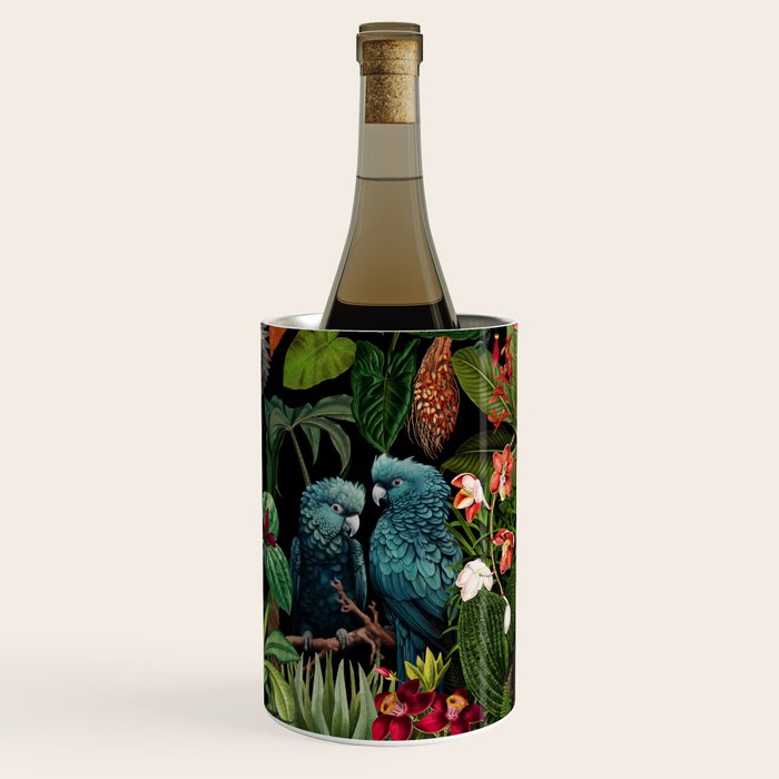 Midnight Vintage Exotic Flower And Birds Garden Jungle Wine Chiller Gallery Image 3