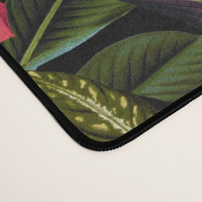 Midnight Vintage Exotic Flower And Birds Garden Jungle Desk Mat Gallery Image 4