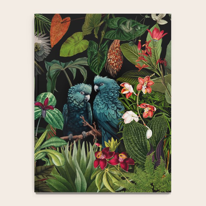 Midnight Vintage Exotic Flower And Birds Garden Jungle Notebook Gallery Image 4