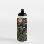 Midnight Vintage Exotic Flower And Birds Garden Jungle Water Bottle Gallery Image 3