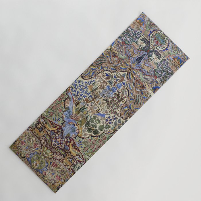 Majestic Cobalt Gold Antique Persian Kashmar Yoga Mat Gallery Image 1